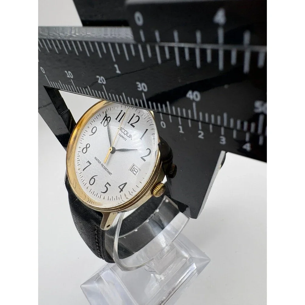 Acqua by Timex Men's Vintage Quartz Watch White Dial Date Gold Tone 36mm
